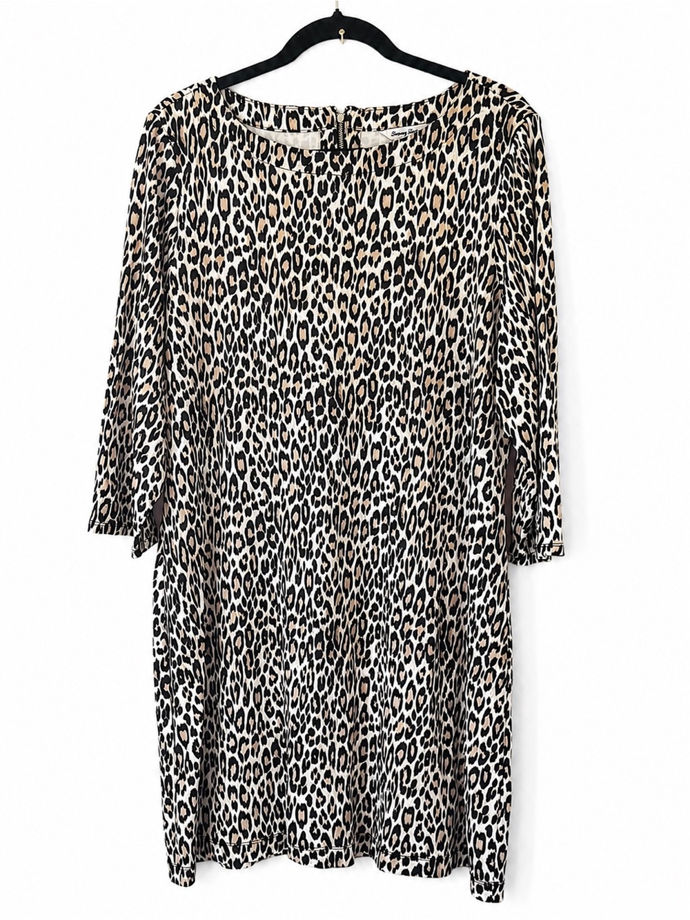 Tommy Bahama Darcy Cat's Meow Leopard Print Shift Dress XL 3/4 Sleeve